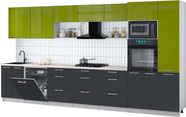 Кухонный гарнитур Интерлиния Мила Gloss 4.0-ПМ1 - фото