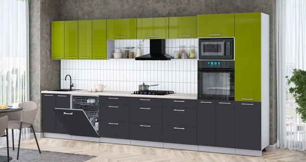 Кухонный гарнитур Интерлиния Мила Gloss 4.0-ПМ1