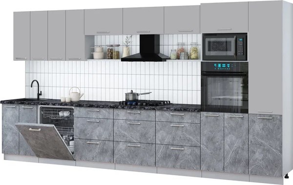 Кухонный гарнитур Интерлиния Мила Gloss 4.0-ПМ1 - фото