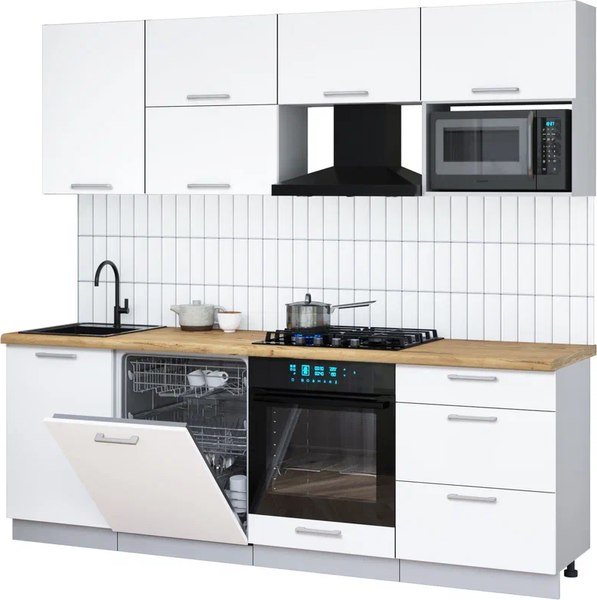 Кухонный гарнитур Интерлиния Мила Gloss 2.3-ПМ2 - фото