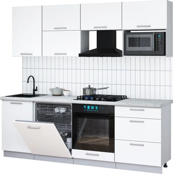 Кухонный гарнитур Интерлиния Мила Gloss 2.3-ПМ2 - фото
