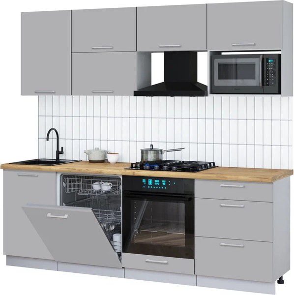 Кухонный гарнитур Интерлиния Мила Gloss 2.3-ПМ2 - фото