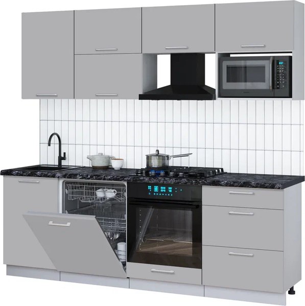 Кухонный гарнитур Интерлиния Мила Gloss 2.3-ПМ2 - фото