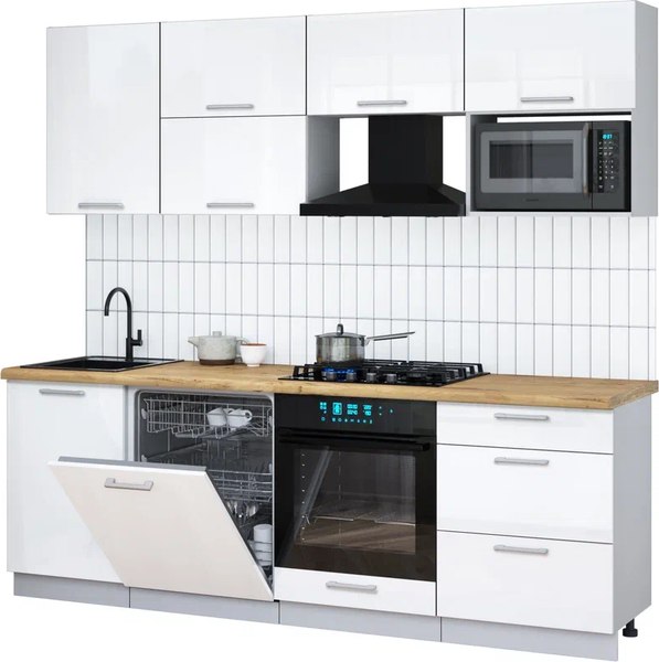 Кухонный гарнитур Интерлиния Мила Gloss 2.3-ПМ2 - фото