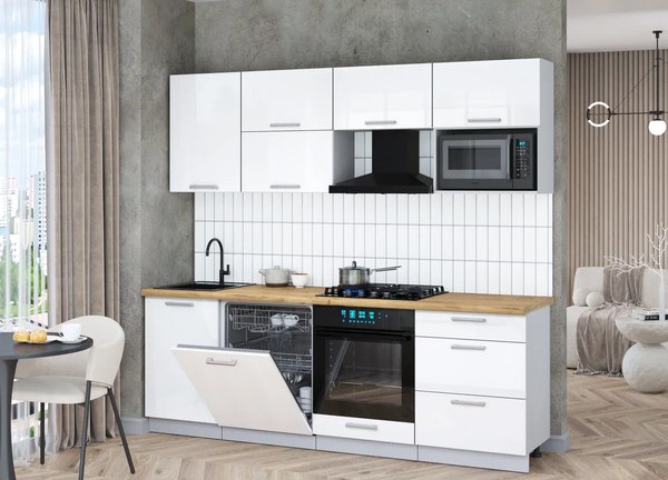 Кухонный гарнитур Интерлиния Мила Gloss 2.3-ПМ2