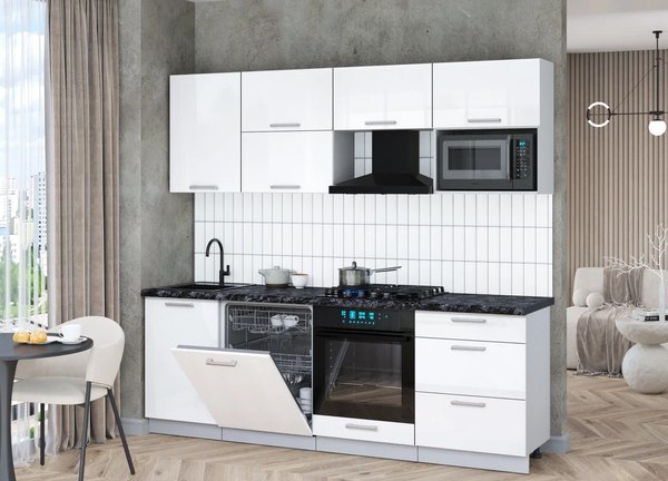 Кухонный гарнитур Интерлиния Мила Gloss 2.3-ПМ2