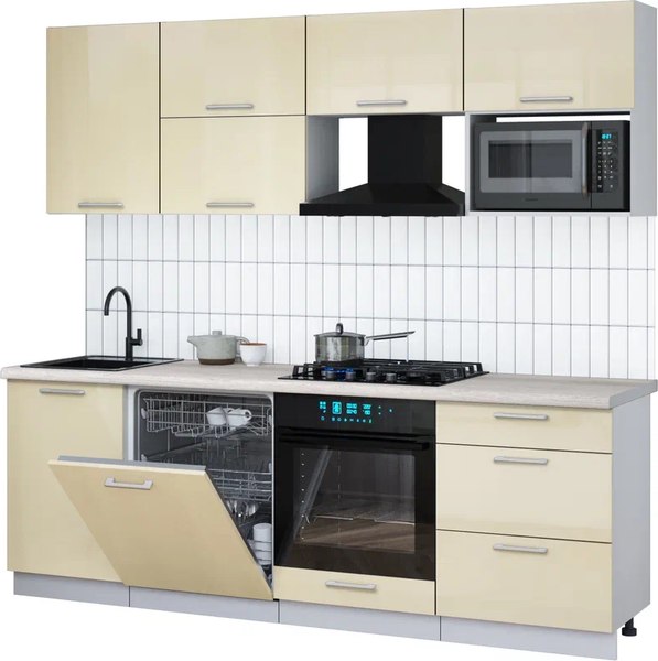 Кухонный гарнитур Интерлиния Мила Gloss 2.3-ПМ2 - фото