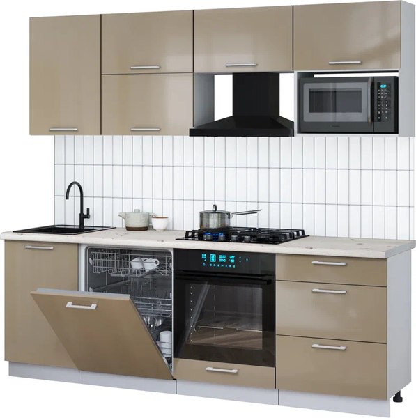 Кухонный гарнитур Интерлиния Мила Gloss 2.3-ПМ2 - фото