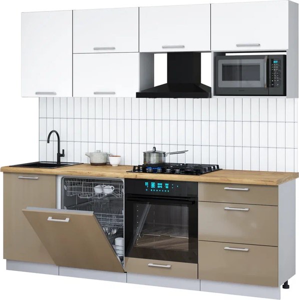 Кухонный гарнитур Интерлиния Мила Gloss 2.3-ПМ2 - фото