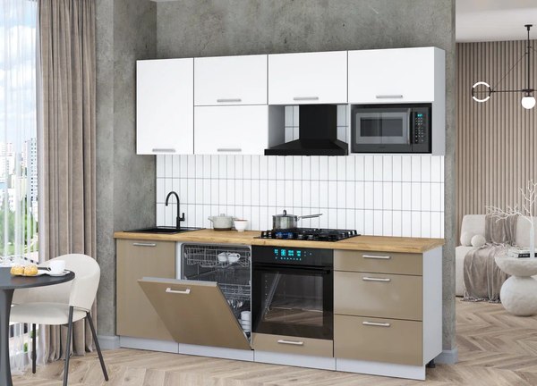 Кухонный гарнитур Интерлиния Мила Gloss 2.3-ПМ2