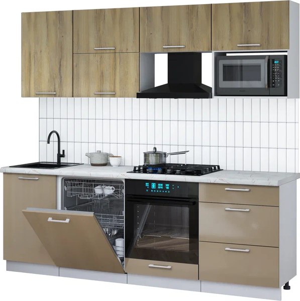 Кухонный гарнитур Интерлиния Мила Gloss 2.3-ПМ2 - фото