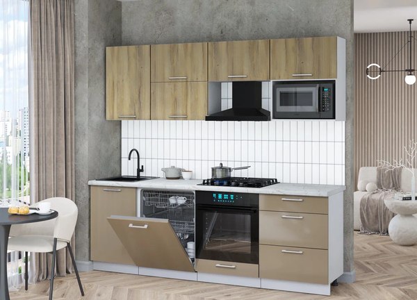 Кухонный гарнитур Интерлиния Мила Gloss 2.3-ПМ2