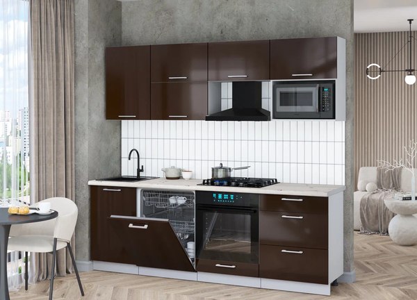 Кухонный гарнитур Интерлиния Мила Gloss 2.3-ПМ2