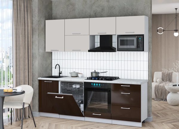 Кухонный гарнитур Интерлиния Мила Gloss 2.3-ПМ2