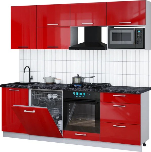 Кухонный гарнитур Интерлиния Мила Gloss 2.3-ПМ2 - фото