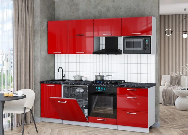 Кухонный гарнитур Интерлиния Мила Gloss 2.3-ПМ2