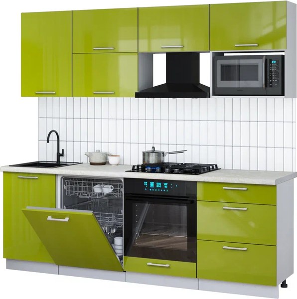 Кухонный гарнитур Интерлиния Мила Gloss 2.3-ПМ2 - фото