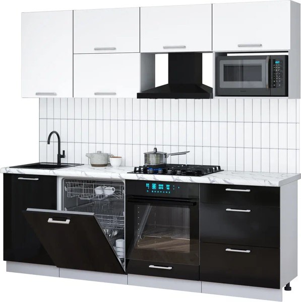Кухонный гарнитур Интерлиния Мила Gloss 2.3-ПМ2 - фото