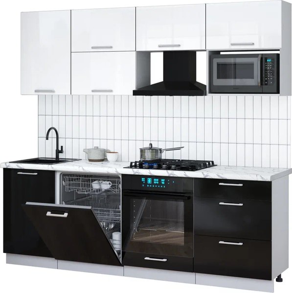 Кухонный гарнитур Интерлиния Мила Gloss 2.3-ПМ2 - фото
