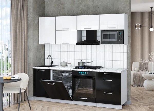 Кухонный гарнитур Интерлиния Мила Gloss 2.3-ПМ2