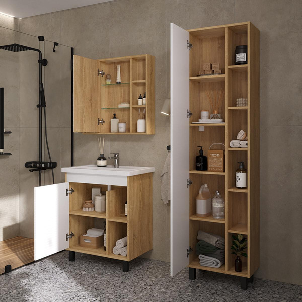 Шкаф с зеркалом для ванной Volna Osmond 70