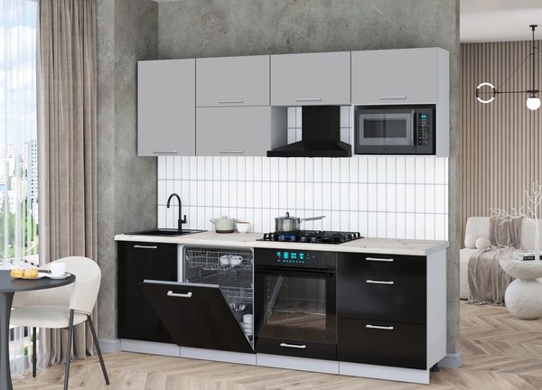 Кухонный гарнитур Интерлиния Мила Gloss 2.3-ПМ2