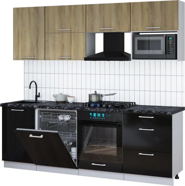 Кухонный гарнитур Интерлиния Мила Gloss 2.3-ПМ2 - фото