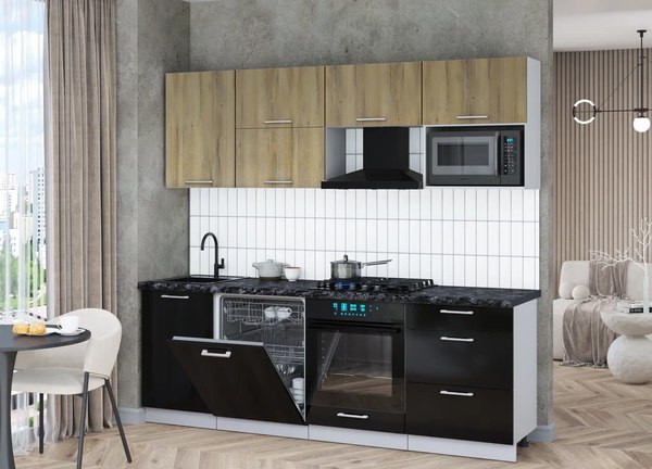 Кухонный гарнитур Интерлиния Мила Gloss 2.3-ПМ2