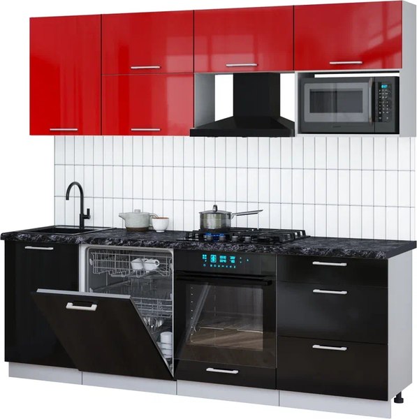 Кухонный гарнитур Интерлиния Мила Gloss 2.3-ПМ2 - фото