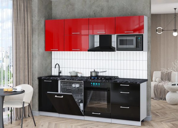 Кухонный гарнитур Интерлиния Мила Gloss 2.3-ПМ2