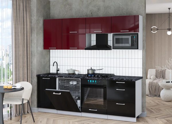 Кухонный гарнитур Интерлиния Мила Gloss 2.3-ПМ2