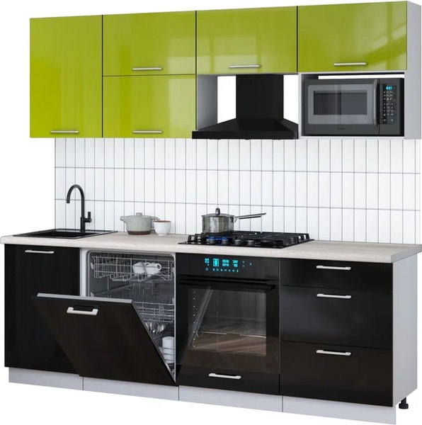 Кухонный гарнитур Интерлиния Мила Gloss 2.3-ПМ2 - фото