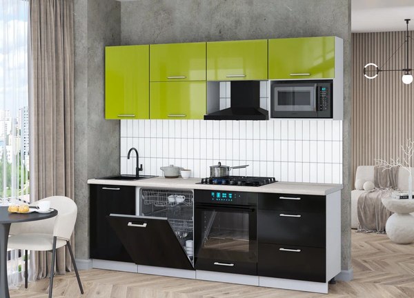 Кухонный гарнитур Интерлиния Мила Gloss 2.3-ПМ2