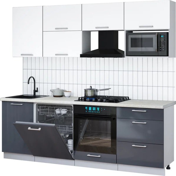 Кухонный гарнитур Интерлиния Мила Gloss 2.3-ПМ2 - фото