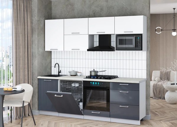 Кухонный гарнитур Интерлиния Мила Gloss 2.3-ПМ2