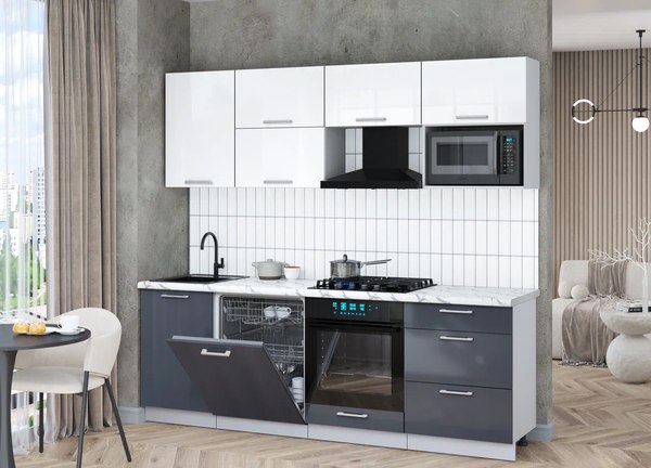 Кухонный гарнитур Интерлиния Мила Gloss 2.3-ПМ2