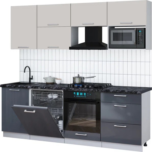 Кухонный гарнитур Интерлиния Мила Gloss 2.3-ПМ2 - фото