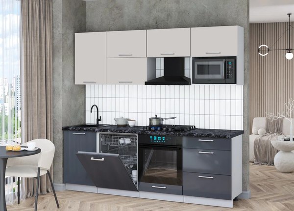 Кухонный гарнитур Интерлиния Мила Gloss 2.3-ПМ2