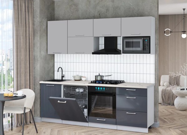 Кухонный гарнитур Интерлиния Мила Gloss 2.3-ПМ2