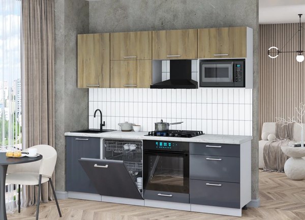 Кухонный гарнитур Интерлиния Мила Gloss 2.3-ПМ2