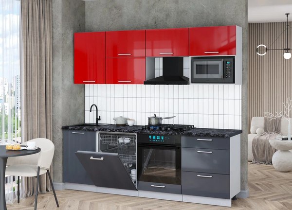 Кухонный гарнитур Интерлиния Мила Gloss 2.3-ПМ2