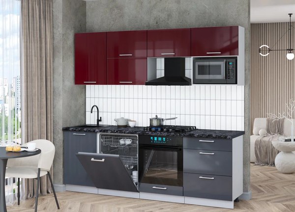 Кухонный гарнитур Интерлиния Мила Gloss 2.3-ПМ2