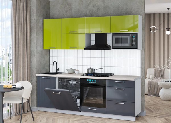 Кухонный гарнитур Интерлиния Мила Gloss 2.3-ПМ2