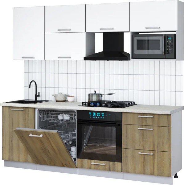 Кухонный гарнитур Интерлиния Мила Gloss 2.3-ПМ2 - фото