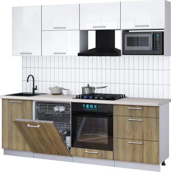 Кухонный гарнитур Интерлиния Мила Gloss 2.3-ПМ2 - фото