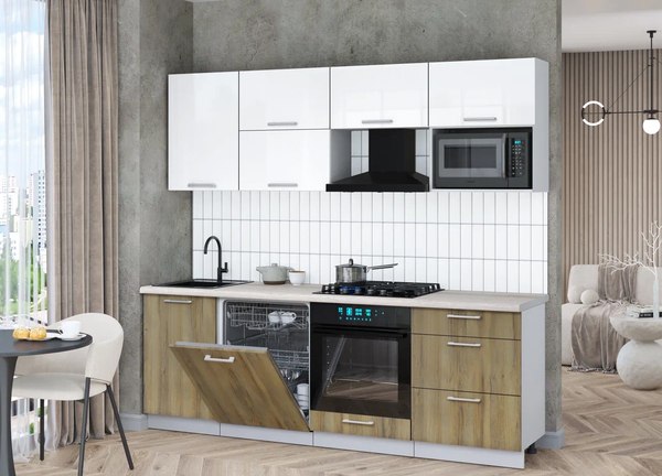 Кухонный гарнитур Интерлиния Мила Gloss 2.3-ПМ2