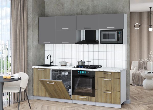 Кухонный гарнитур Интерлиния Мила Gloss 2.3-ПМ2