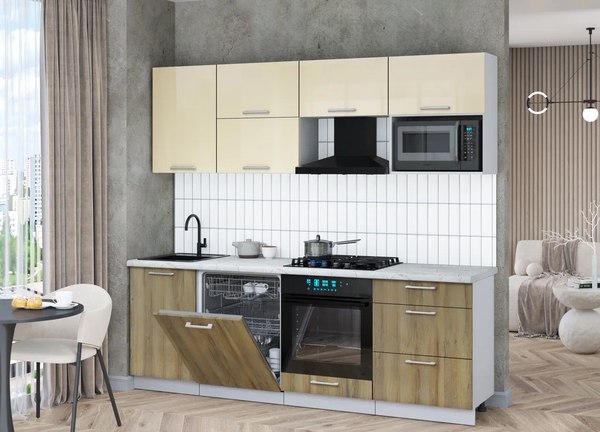 Кухонный гарнитур Интерлиния Мила Gloss 2.3-ПМ2