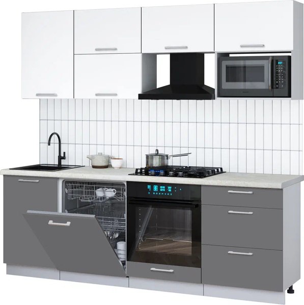 Кухонный гарнитур Интерлиния Мила Gloss 2.3-ПМ2 - фото