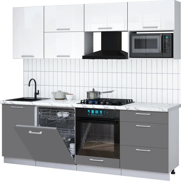 Кухонный гарнитур Интерлиния Мила Gloss 2.3-ПМ2 - фото